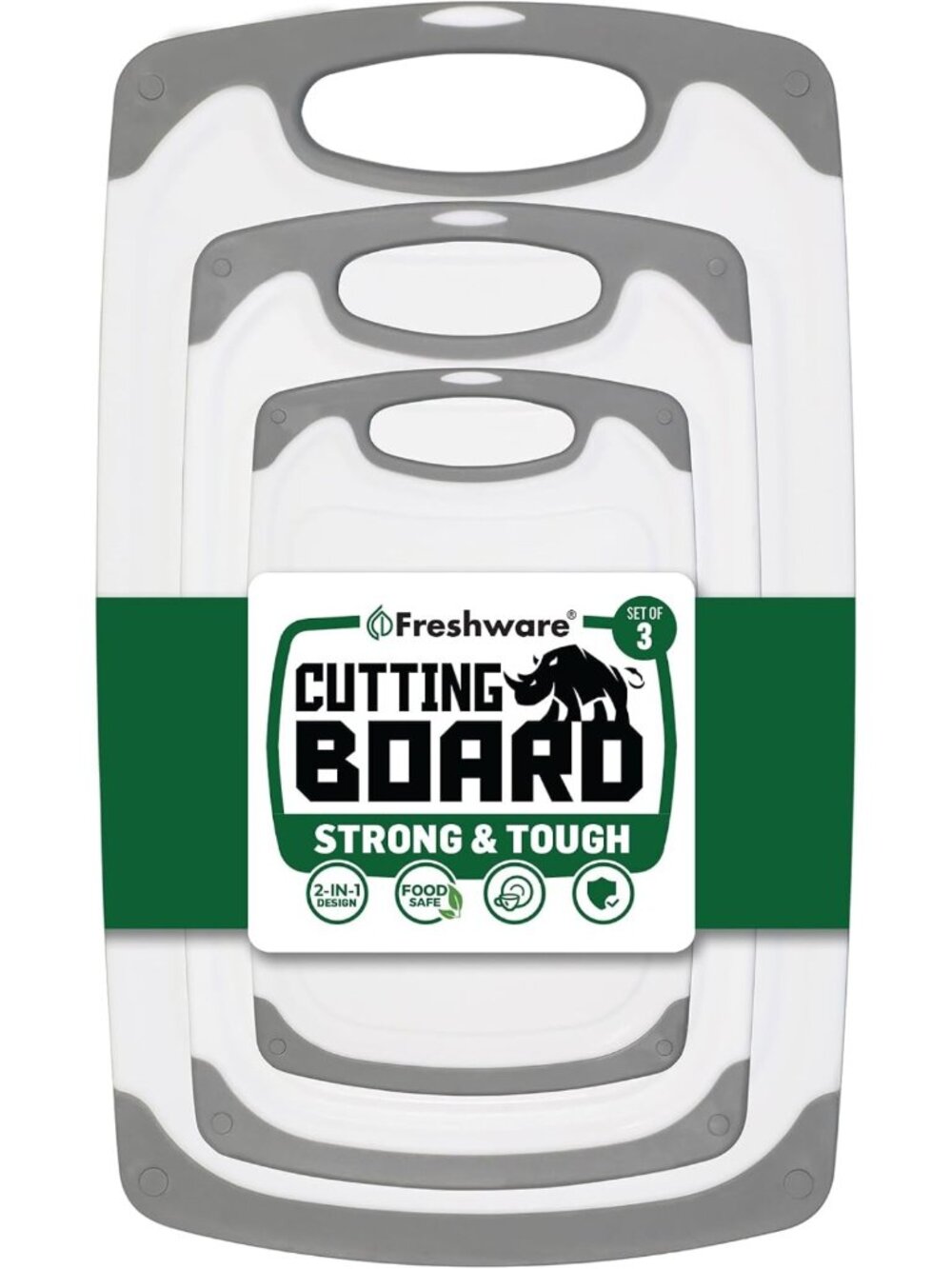 Versatile 3-Pack Cutting Boards Set - Non-Slip, Juice Grooves, Reversible